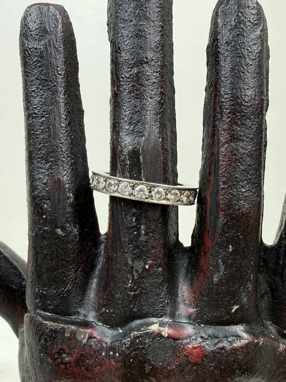 Sterling Silver Inset Rhinestone Band Ring Size 7